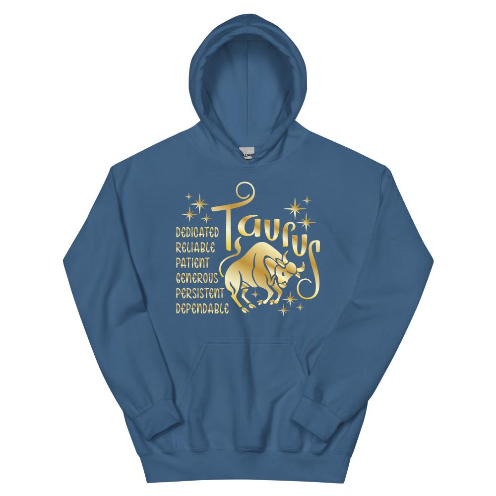 Taurus Zodiac Positive Traits Hoodie - Indigo Blue Color - https://ascensionemporium.net